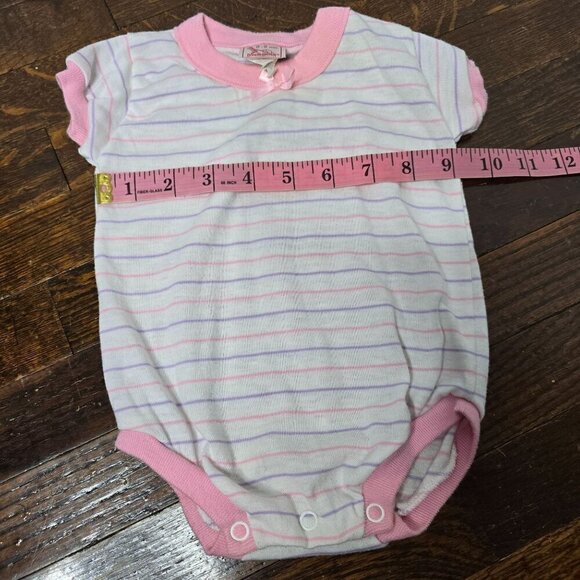Vintage Pink Purple Striped Baby One PIece Body Suit - Picture 6 of 11